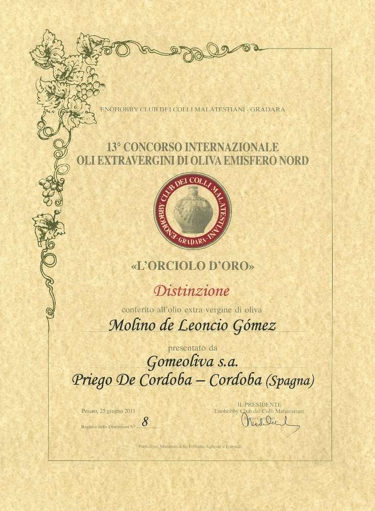 L’ORCIOLO D’ORO Distinzione – Molino de Leoncio Gómez